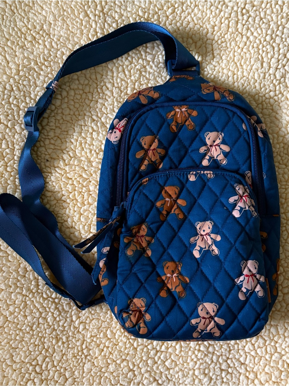 Vera Bradley Navy Quilted Teddy Bear Crossbody Bag